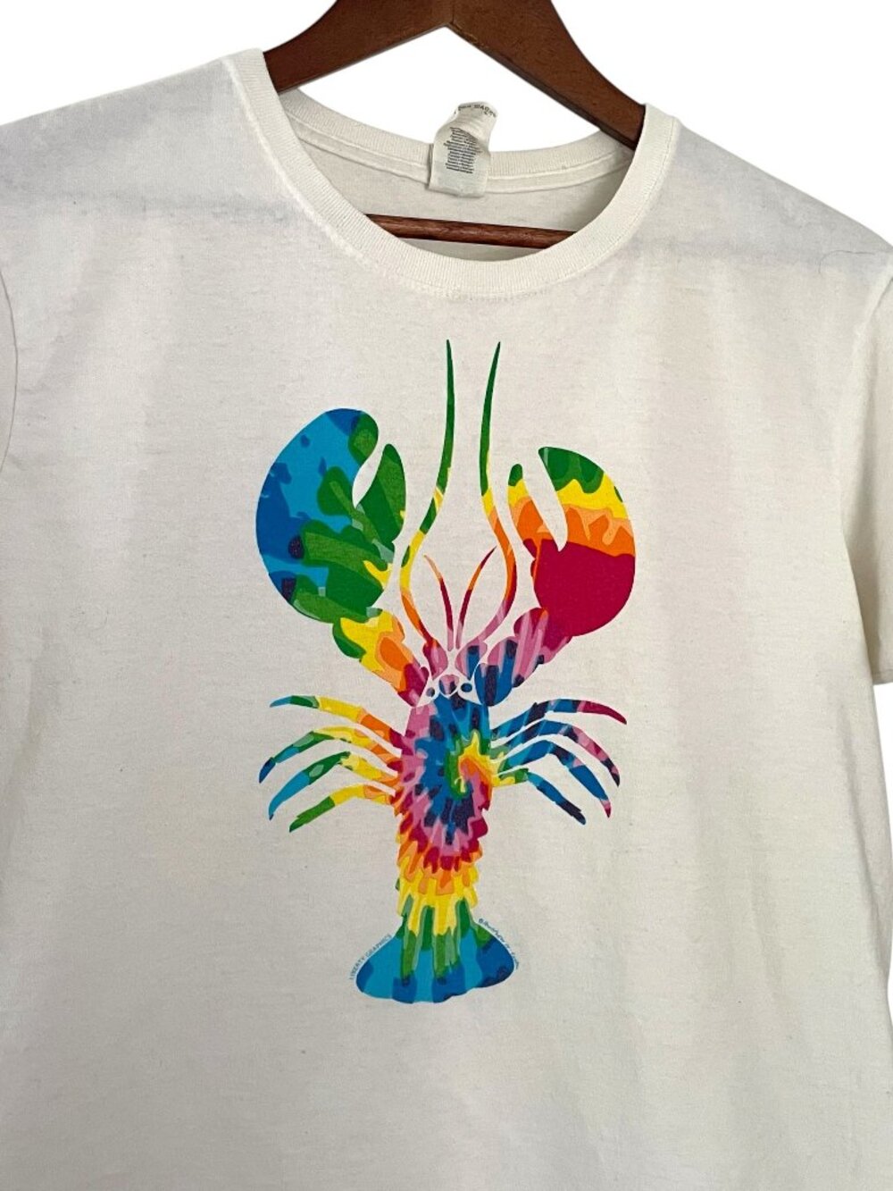 Liberty Graphics Maine Lobster T Shirt Large L White Rainbow Tie Dye